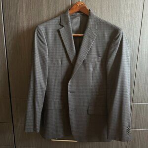 Kenneth Cole Awearness Gray Wool Checkered Slim Fit Sport Coat 40R